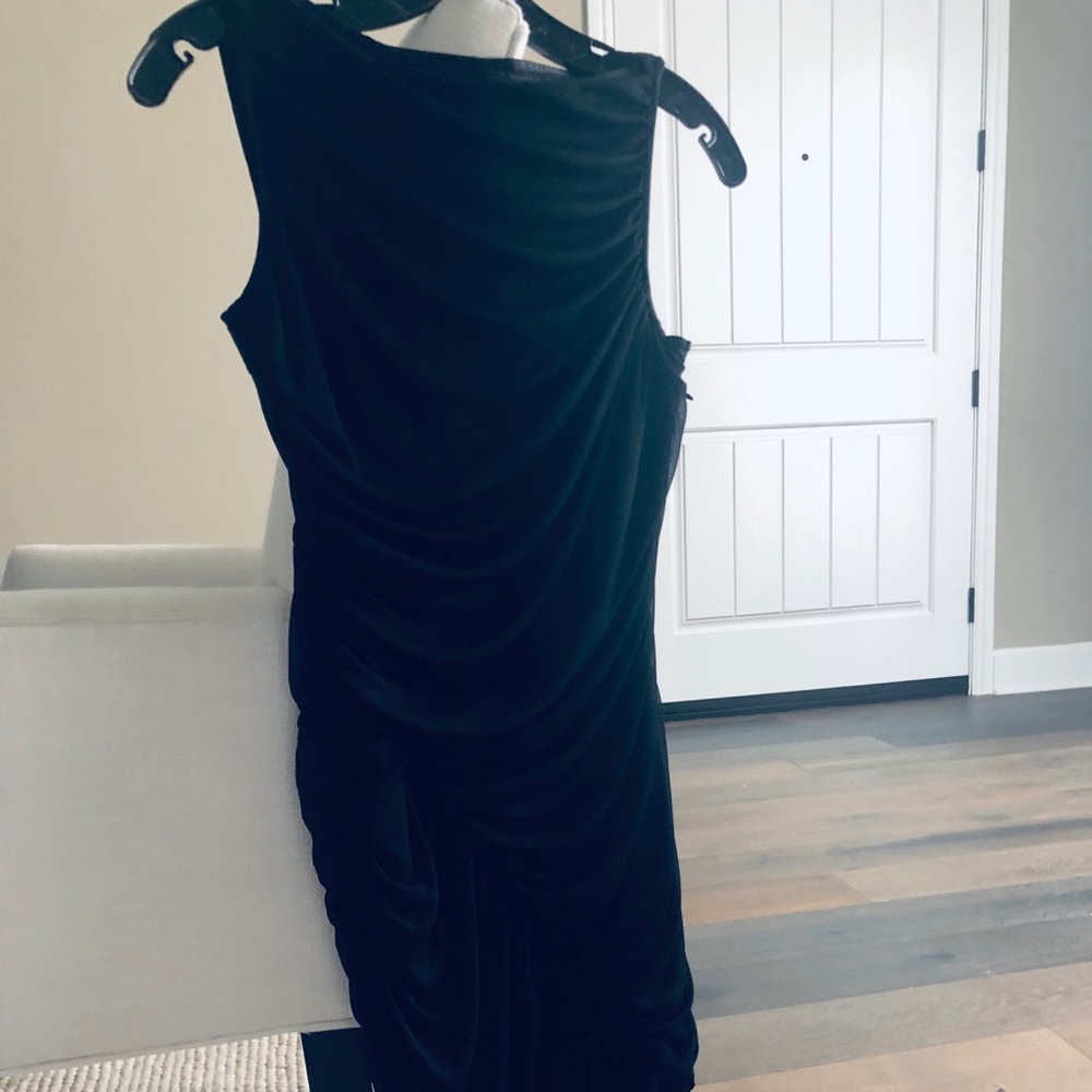 Andrew Marc Black Ruched Dress